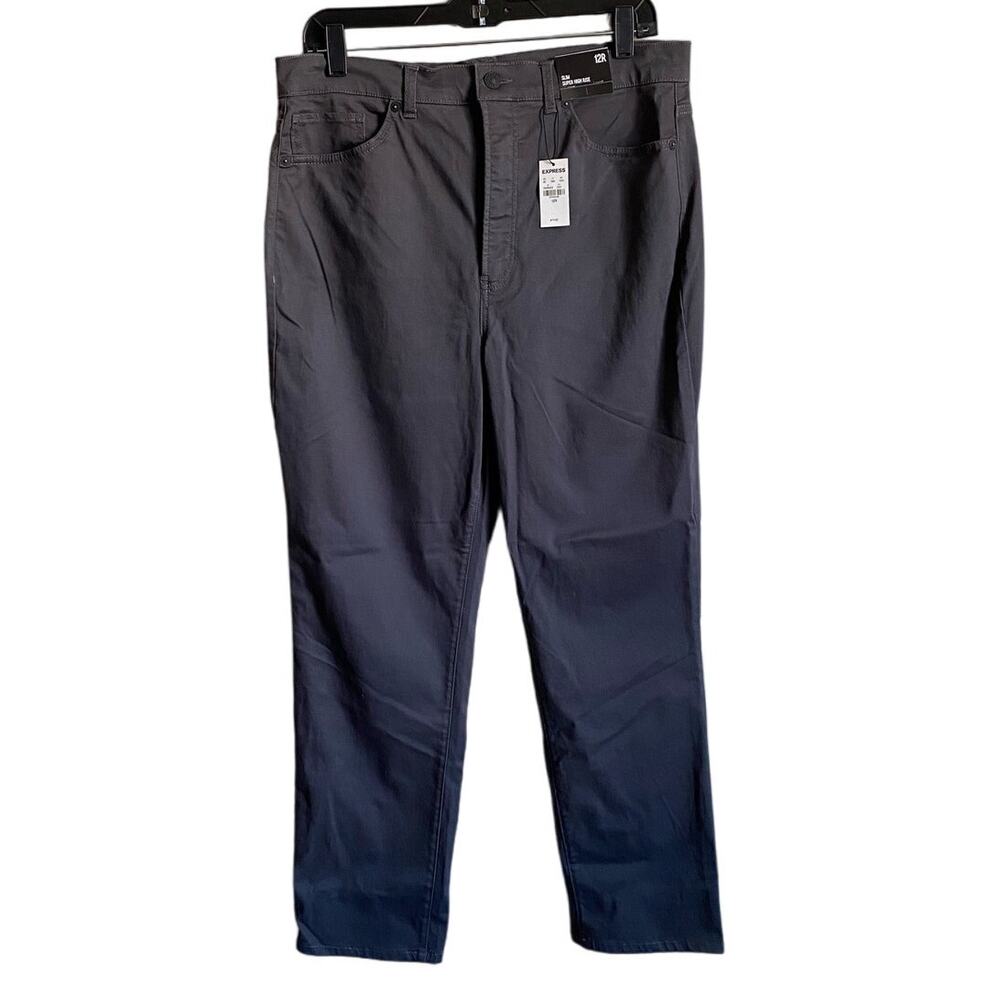 Express women’s Dark Gray Slim Super High Rise Cotton Blend Pants- Size 12R